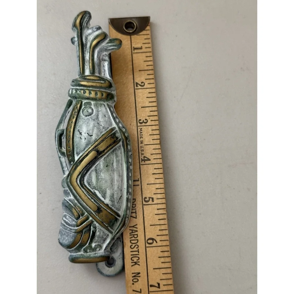 Vintage Cast Iron Golf Bag w/ Clubs Door Knocker rusty color patina